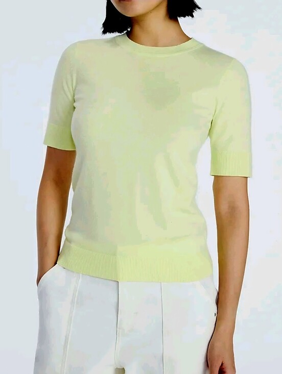 Free Assembly Tops - Free Assembly Women's Viscose Cozy Yarn Shrunken Sweater Tee with Short Sleeves